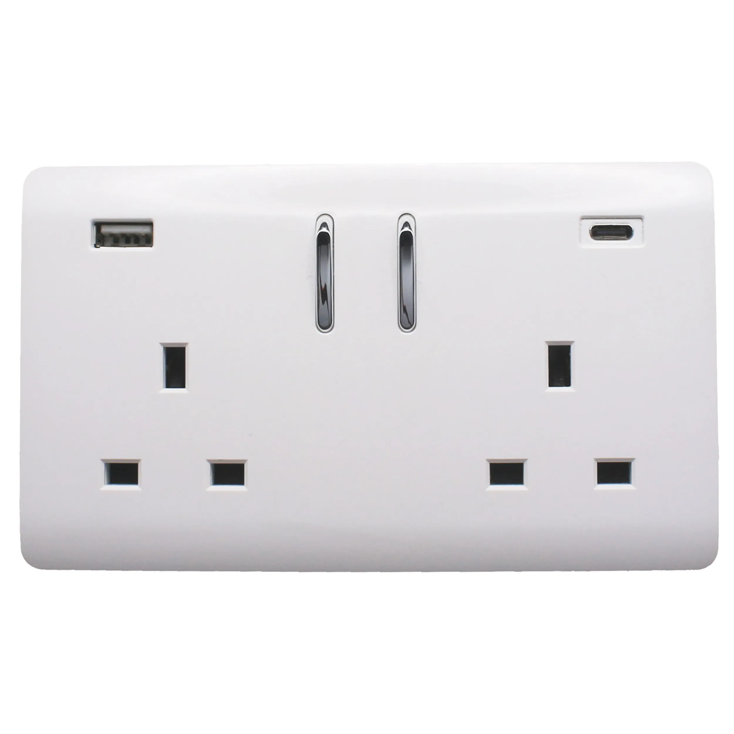 ART-SKT213USB31ACWH  2 Gang 13Amp Short S/W Double Socket With 1 x Type A & 1 x Type C 3.1mAh USB Ice White